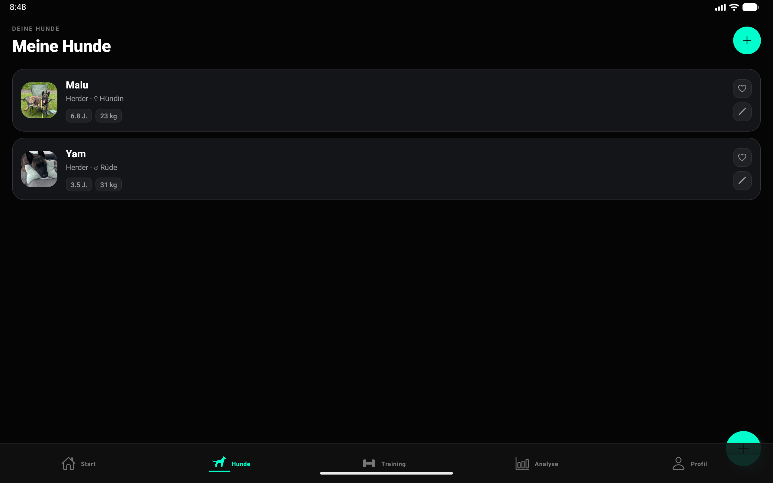 ANYVO Hundeprofile Screenshot